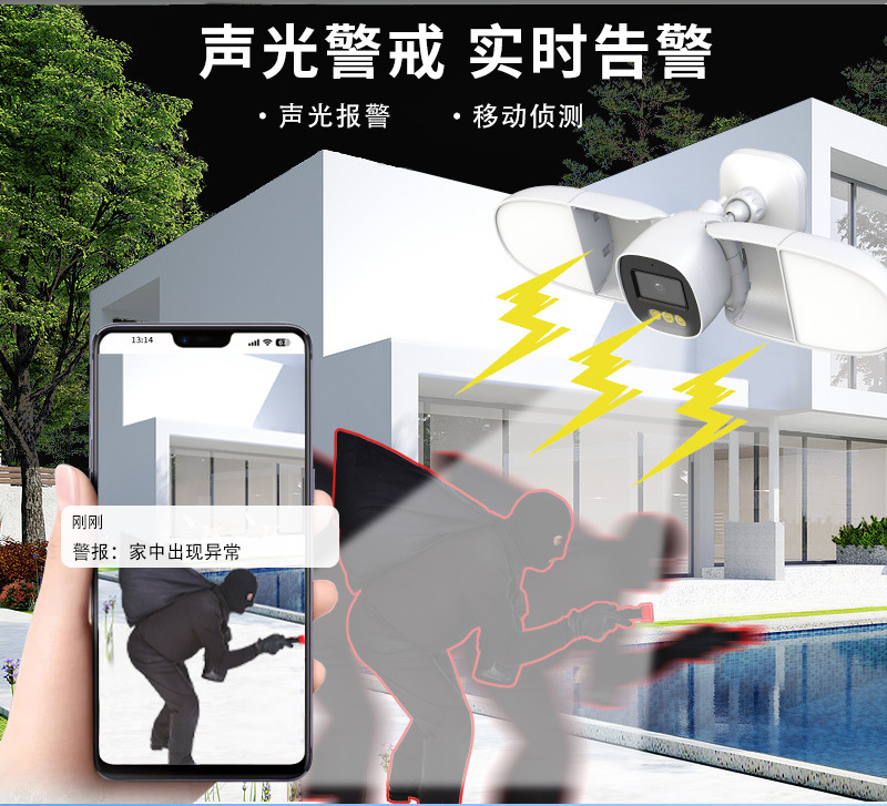 Home Security Flood Lights - كاميرا IP للمستودعات بدقة 4 ميجابكسل
