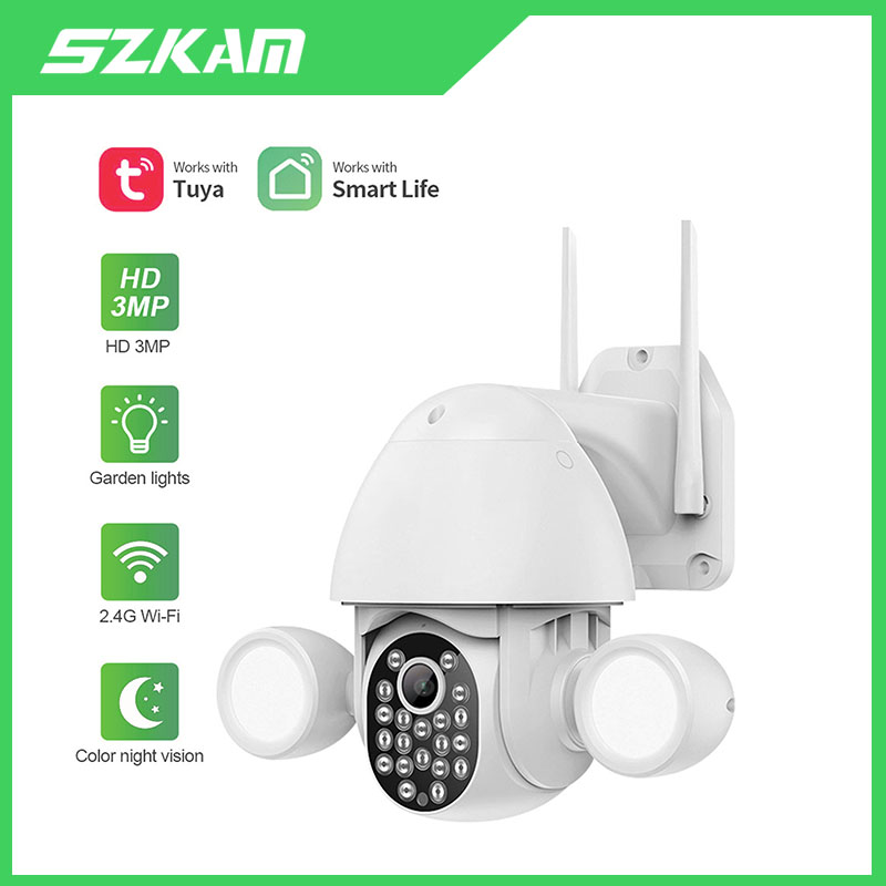 Home Security Flood Lights - Tuya Smartlife APP الإضاءة الذكية 3MP
