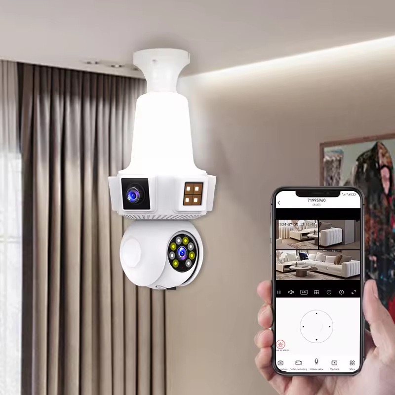 Home Security Flood Lights - 6MP V380pro APP عدسة مزدوجة كامل