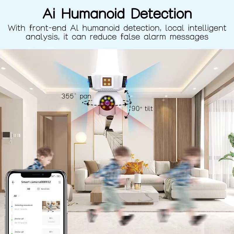 6MP V380pro APP عدسة مزدوجة كا - مراجعة Home Security Flood Lights وسعره