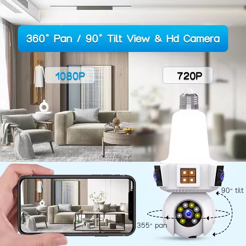 6MP V380pro APP عدسة مزدوجة كا - مراجعة Home Security Flood Lights وسعره