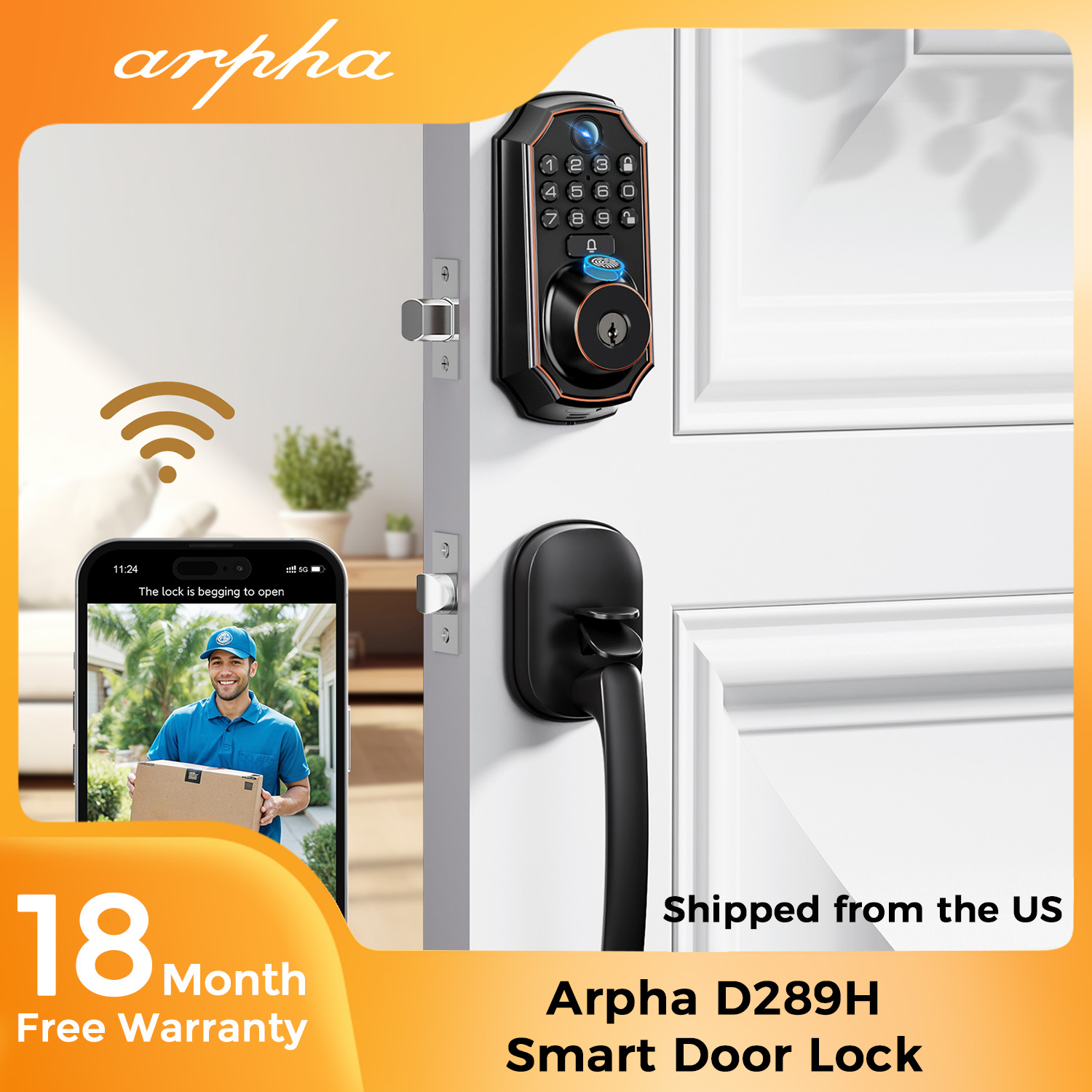 قفل باب ذكي ARPHA D289H مزود ب - مراجعة Home Security Front Door Camera وسعره
